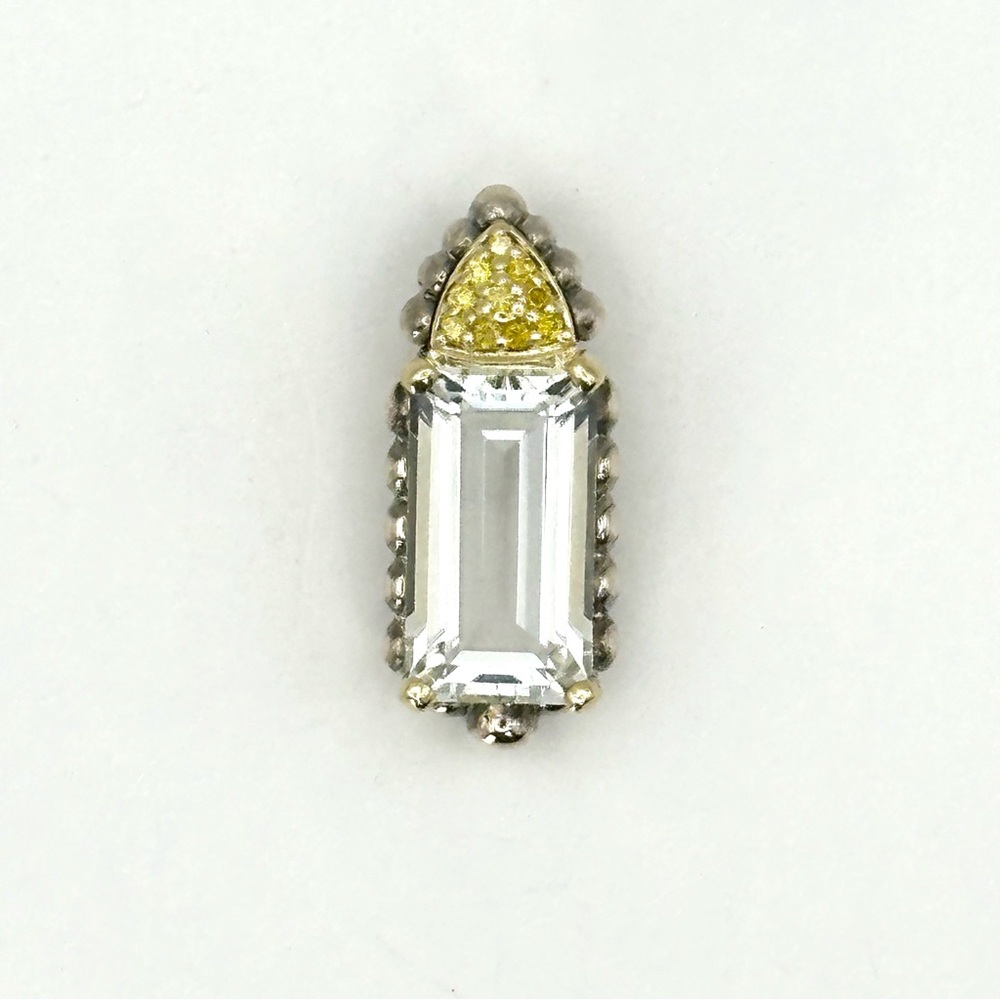 Lagos Caviar Two Tone Silver & Gold White Topaz Pendant